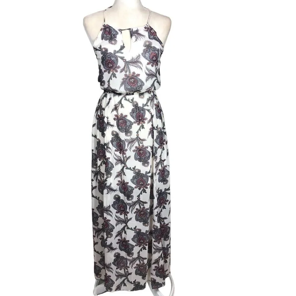 Abercrombie & Fitch Dress M Halter Black Key Hole Bodice Y2K Hippy Boho‎ Maxi